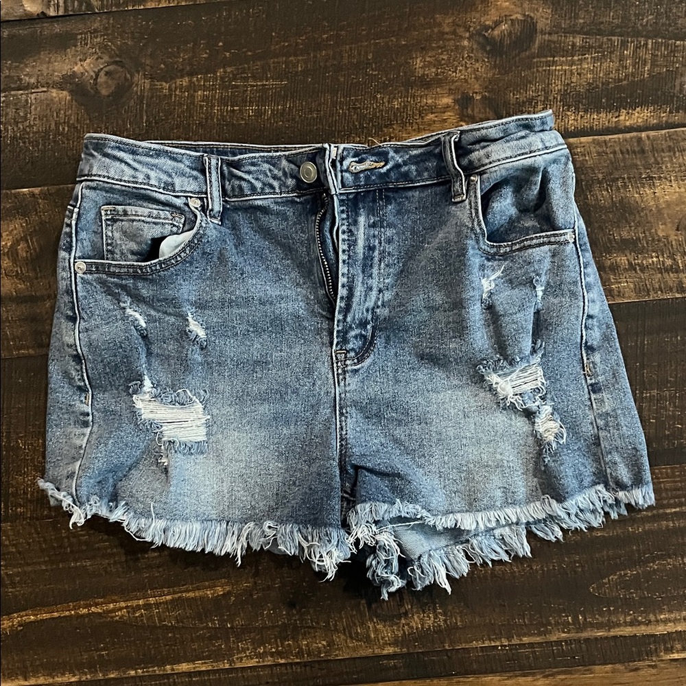 Fashion Nova Blue Distressed Jean Shorts